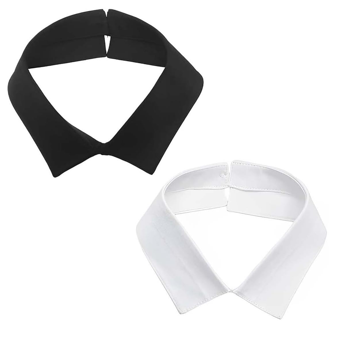 LEEQ Cuello Falso Desmontable para Femenino - 2PCS Falso Cuello cordón de la cuellos postizos, Falsa Punta de Solapa, Accesorios de Ropa, Media Camisa de Cuello Falsas(Blanco/Negro)