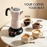 Pinuox Elektrische Kaffeemaschine 300ML 480W Espressokocher 6 Tassen Mokkakocher, Geeignet für Zuhause, Büro, Reisen (Beige) – Ansicht 3
