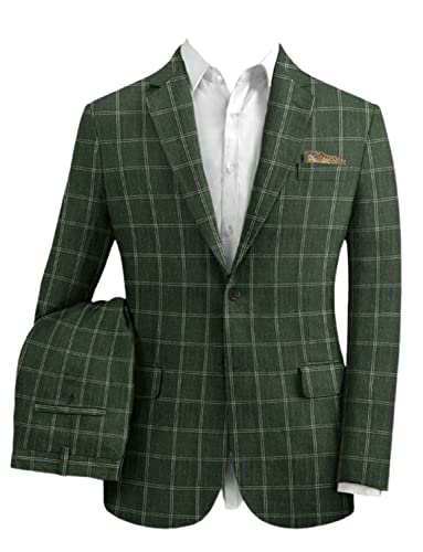 Costume en lin à carreaux homme pour dîner décontracté et mariage d'été