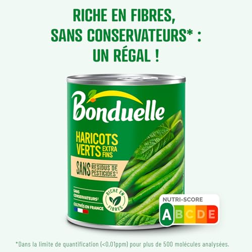 BONDUELLE - Haricots Verts Extra-Fins - Cueillis à Maturité - Sans Conservateur* - Nutri-Score A - Boîte de Conserve 800 g (Lot de 2)