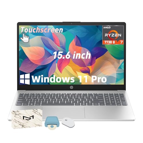 HP 15.6 inch Laptop Computer - AMD Ryzen 7 7730U (8-Core, Beats i7-1355U), 15.6'' FHD Touchscreen, Anti-Glare, Windows 11 Pro, C