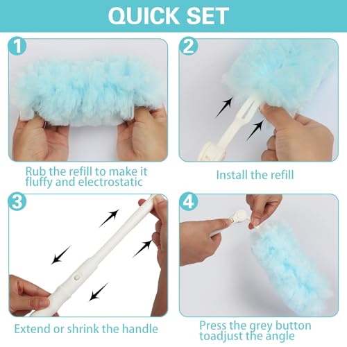Image of 60 Count Heavy Duty Duster Refills for Swiffer, Multisurface 360 Larger Size Dusters with 4X Cleaning Power, Disposable Dusters for Pet, Cleaning Home, Blinds, Fans, Corners (60 pcs-Blue)