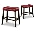 2 24" Red Cushion Kitchen Counter Dining Saddle Back Black Finish Bar Stools