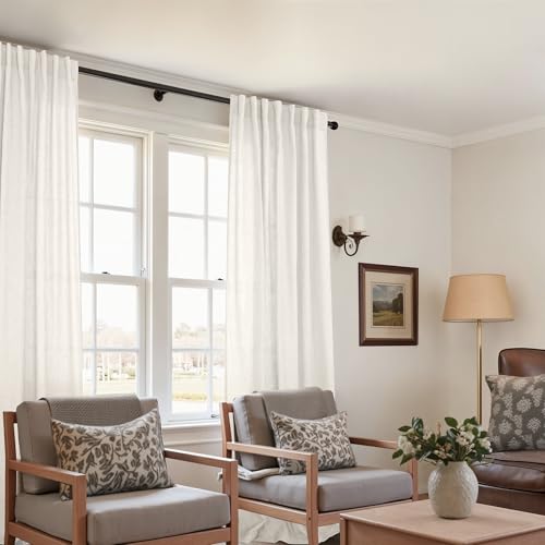 Cortinas traslúcidas KOUFALL de lino, 2 paneles de 52x108 pulgadas para salón 3