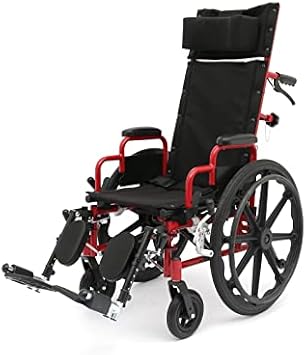 Ziggo Pro 14" Reclining Manual Wheelchair for Kids, Young Adults. Foldable Design Makes it Easy to Carry and Store. Eye-catching Colored Steel Frame with Straps & Desk Length Armrest