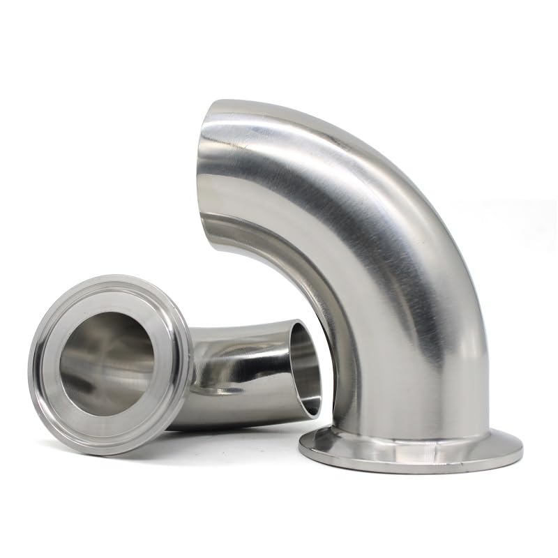 Codo de 90 grados de tres clips de 1,5 "4", accesorios sanitarios de acero inoxidable 304/316L, diámetro exterior de tubería de 19mm-108mm, soldado con respaldo hecho en casa(SUS316L,102mm Ferrule 119
