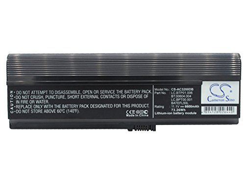 CS - Batteria di ricambio per Acer TravelMate 3000 Aspire 3000 4310 6600mAh 3UR18650Y-2-QC261 BATEFL50L BATEFL50L6C40 BT.00603.006 LC.BPT00000 0.001