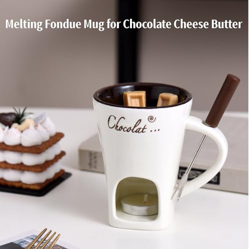 image for Generic Fondue Cup, Chocolate Melting Fondue Mugs Set of with Forks an
