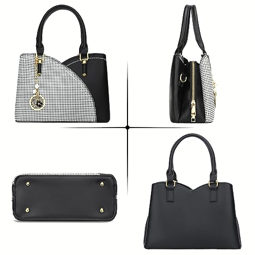 Image of KKXIU Triple Compartments Purses and Handbags for Women Fashion Ladies Satchel Shoulder Top Handle Bag