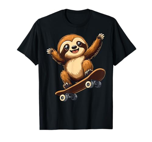 Lindo Skate Perezoso Divertido Amantes de Animales Niña Niño Niños Camiseta