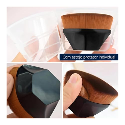 Pincel Mágico Hexagonal Maquiagem com Topo Plano e Alta Densidade – Ideal para Aplicação Impecável d