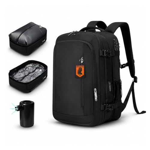 Image of KARRIER Vacuum Compression Backpack with Built-in System for Clothes & Gear Laptop Bags Backpacks for Men and Women 3-in-1 Space-Maximizing Organizer