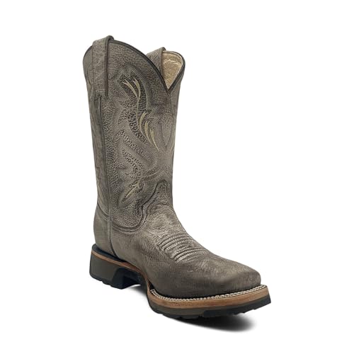 Men’s Leather Western Cowboy Boots Grey 12 Square Toe