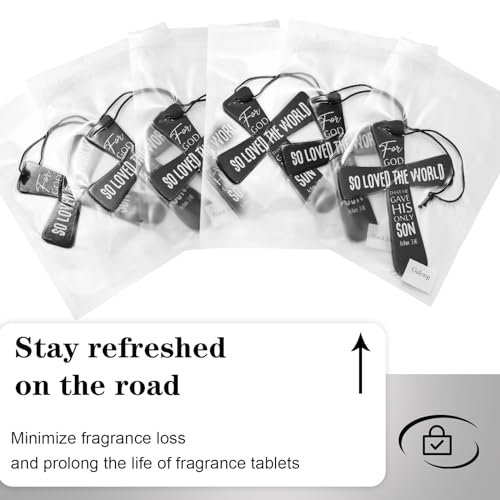 Image of Fumete 24 Pcs Christian Gifts for Men Cross Car Air Fresheners Bulk God So Loved The World Air Freshener Religious Fresh Scented Hanging Ornaments Gifts for Church Sunday School Car Driver