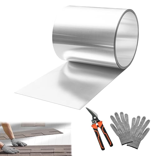 8 x 50 Aluminum Flashing Roll 0.3mm Thickness Metal Roof Flashing Roofing Panels for Sealing Windows Doors Siding Roofing Stains Moss and Mildew Prevention