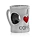 Charm in argento Sterling 925 con scritta "I Love Coffee" per braccialetti Pandora