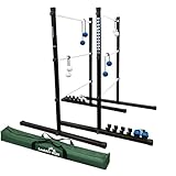 Vivere Ladder Golf Extreme Metal Tournament Edition Ball Toss Game Set with 2 Ladders, 6 Bolas, Scoreboard, Tokens and Carry Bag, Blue/White