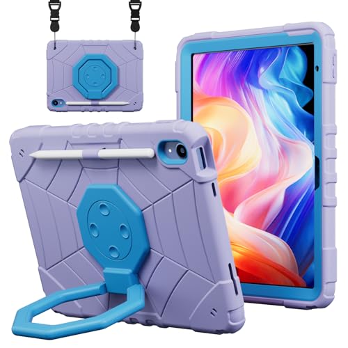 Étui iPad 10 10.9 rotatif 360° avec poignée et bandoulière violette