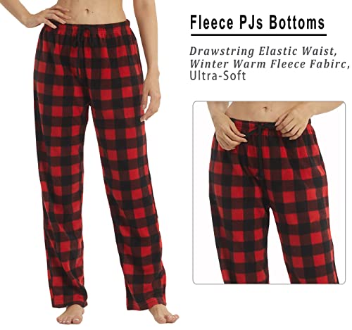1-2 Pack Women Pajama Pants Fleece Plaid Pajamas Bottoms Soft Comfy Sleep Lounge Pj Pants3