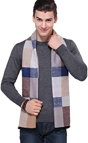 KODOD Men’s Mulberry Silk Scarf - Winter Fashion Formal Soft Plaid Scarves for Men