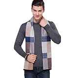 KODOD Men’s Mulberry Silk Scarf - Winter Fashion Formal Soft Plaid Scarves for Men