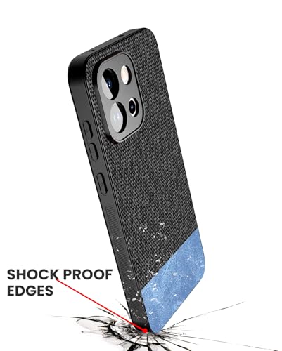 Image of Kapa Soft Fabric & Leather Hybrid Protective Back Cover for OnePlus 13S | Shockproof Slim Hard Anti Slip Back Case (Black,Blue)