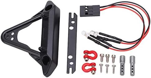 SUNGOOYUE 1/24 RC Car Front Bumper Part, High Hardness Iron Front Bumper with 2LED Design Upgrade Part for SCX24 RC Car Accessory
