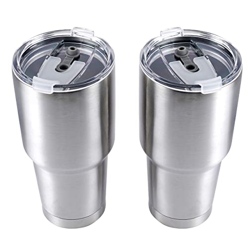 30Oz Tumbler - 2 Pack Insulated Stainless Steel Tumblers With Lids - Double Wall Tumbler Vacuum Insulated - Use It As Travel Mug, Coffee Cup Or For Personalized Tumbler With Epoxy, Vinyl, Etc. #TOP3