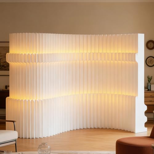 HGTRH Accordion Wall Divider, Living Room partition Design Wall dividers Modern,Paper Screen partition Storage Paper Wall,Paper Portable Room dividers,Paper Retractable Room Divider 1.6*0.43*5m（H*W*L）