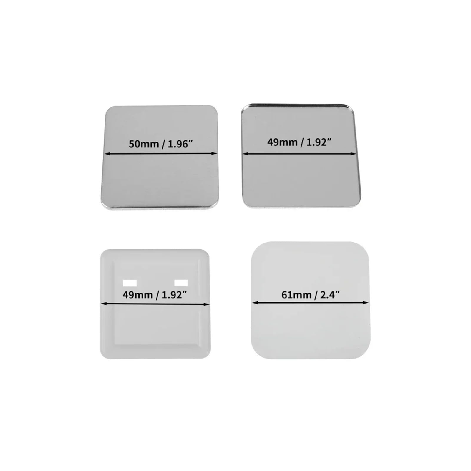 100 sztuk materiałów do produkcji przypinek z logo, część 50 * 50 mm, kwadratowy metal/magnesów na lodówkę, DIY Wszechstronność dla rzemiosła