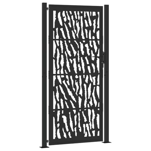 vidaXL Cancello Giardino Nero 105x205 cm in Acciaio Design a Traccia, cancello della Recinzione, cancello Esterno, cancello del Metallo