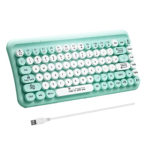 Taeeiancd Typewriter Retro Punk Style, 85 Key Round keycap Mute Wired Keyboard, Suitable for Games and Offices, Suitable for PC/Mac/Laptop/Win