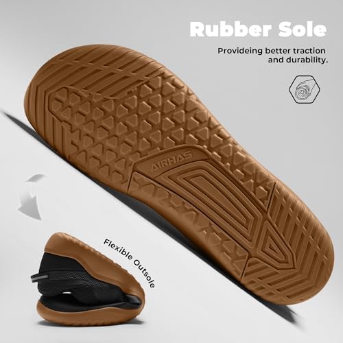 AIRHAS Mens Zero Drop Barefoot Shoes Anatomical Tox Box Sneakers for Men Gym Workout Cross Training Shoes(Black/Gum,11.0) — view 5