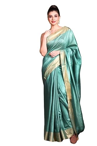 Charkha Silk Pure Tussar Mooga Silk Saree With Running Blouse Color (Green)