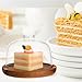 Cake Stand with Glass Dome Cake Serving Plate with Dome Wood Dessert Stand Tray Pastry Cheese Display Glass Dome Cloche Plate Centerpiece for Cream Cake Desert Salad 13CM