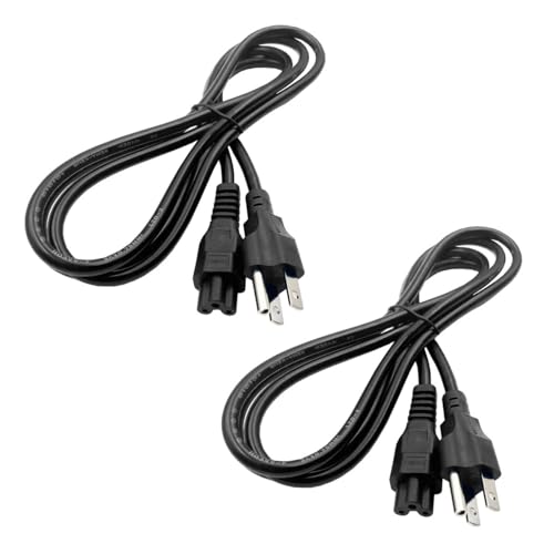 ThtRht 2 Pack Laptop Power Cord Replacement Universal 3 Prong AC Power Cable for Dell HP Acer Asus Lenovo IBM Sony Fujitsu Gateway Ultrabook Chromebook Notebook AC Adapter Laptop Charger