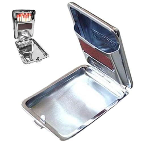Mini Stainless Steel Matches Box with Friction Plate Stash Box Waterproof Silver Match Holder Portable Mini for Storage Mini Stainless Steel Matches Box with Friction Plate Stash Box Waterproof Silver Match Holder Portable Mini for Storage
