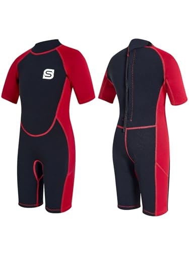 Summshall Muta per bambini per ragazzi e ragazze, in neoprene da 2,5 mm con protezione UV50+, mantiene al caldo, morbida ed elastica muta per nuoto, snorkeling e surf