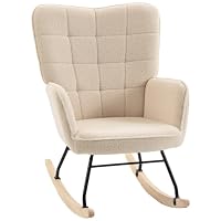 HOMCOM Fauteuil à Bascule, Rocking Chair, Revêtement Bouclette, Beige