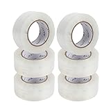  HUSL 6 Rollos Cinta de embalaje Transparente 48mm*100M para paquetes, transporte, Mudanzas Extrafuerte y Resistente Cinta Embalar adhesiva, Precinto adhesivo embalaje (Transparente)