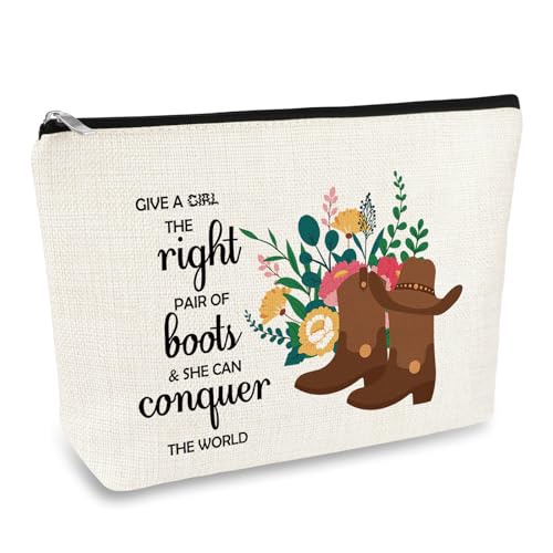 Cowgirl Boot Western Makeup Bag Cowgirl Gifts for Women Western Gifts for Teen Girls Inspirational Gift Cosmetic Bags Country Music Lovers Gift Birthday Graduation Gift for Her Travel Toiletry Bags