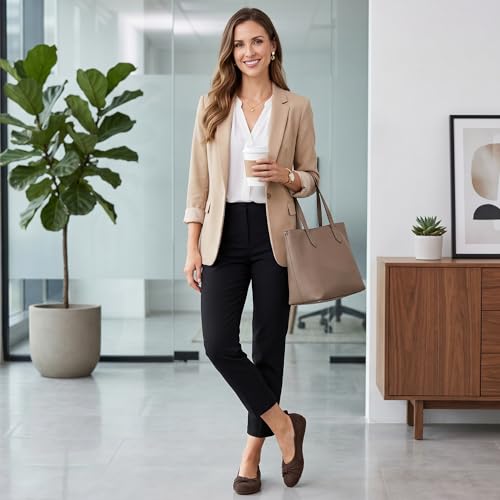 Image of Ecetana Comfortable Ballet Flats for Women: Lightweight Cushioned Foldable Slip-On Work Shoes with Memory Foam - All Day Walking Comfort - Dressy Flats for Office Business