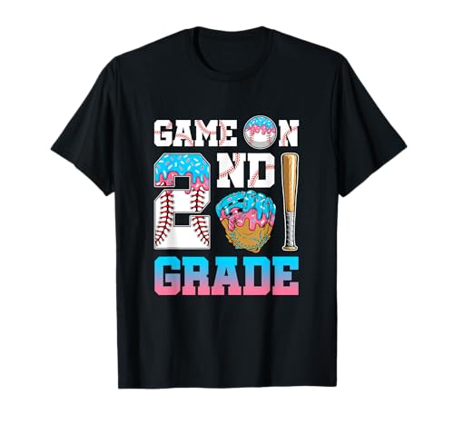 2Nd Grade Back to School Baseball Drip Ice Cream Game On T-Shirt