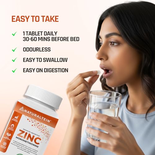 Image of NATURALTEIN Zinc Monomethionine (60 Tablets) + Magnesium Glycinate 1200mg (60 Tablets) | High Absorption Zinc & Magnesium Combo | Muscle Recovery, Sleep, Immunity & Stress Support