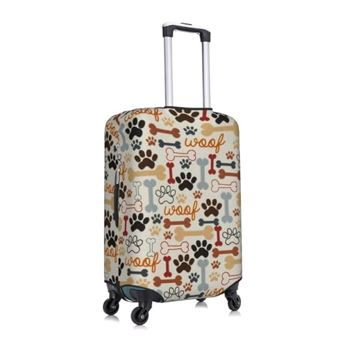 Dog Bones Paw Prints Print Suitcase Cover Luggage Protector Washable Elastic Fashionable Travel Gear Cover3