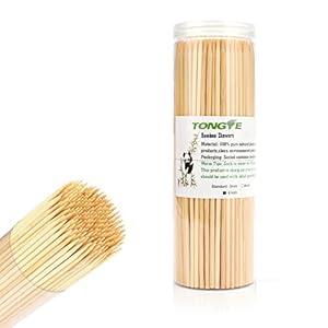 TONGYE [200 PCS 6 inch Bamboo Skewers, Premium Wooden Skewers Without Splinters, Skewers for Grilling, BBQ, Appetizer, Fruit Kabobs, Chocolate Fountain, Cocktail Toothpicks, and Food Skewer Sticks.