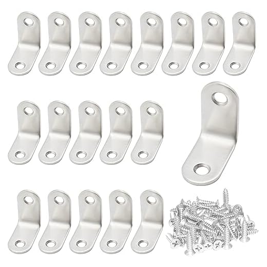 CEEYSEE 20 Stück Edelstahl Winkel 30x30mm Bracket L-förmige Bracket 90 Grad Edelstahl Winkelverbinder mit 40 Stück Schrauben für DIY Projekte Möbel Tisch Bücherregal Anbau Winkel Bracket mit(30x30mm)