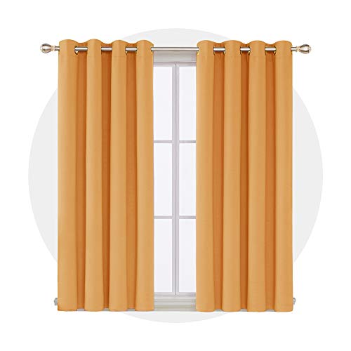 Image of Deconovo Blackout Curtain Darkening Panel for Bedroom or Living Room Grommet Thermal Insulated Lighting Reduce Drape, 52 x 63 Inch, Orange Flame