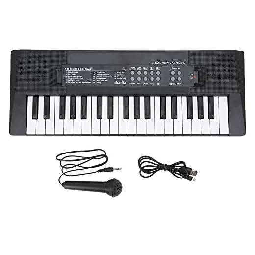 Tastiera elettrica Pianoforte, 37 tasti Pianoforte Microfono Funzione di registrazione Strumento musicale per bambini Giocattolo 2 toni, 16 canzoni, 4 ritmi, 4 percussioni, Organo elettronico