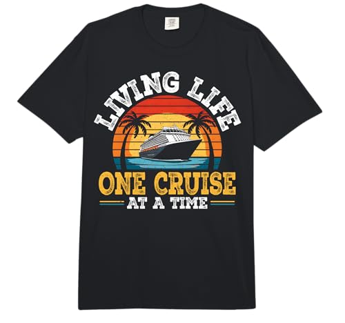 Living Life One Cruise at a Time Cruise Trip Vacation Gifts Comfort Colors Adult Heavyweight T-Shirt